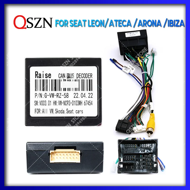 

QSZN For SEAT Leon / ATECA / ARONA / IBIZA Android Car Radio Canbus Box Decoder Wiring Harness Adapter Power Cable G-VW-RZ-58