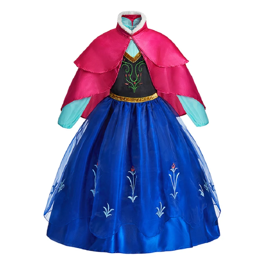 Girls Princess Dress Kids Cosplay Costume for Halloween Birthday Party Children Fancy Dress Up Tulle Pageant Carnival Role Play