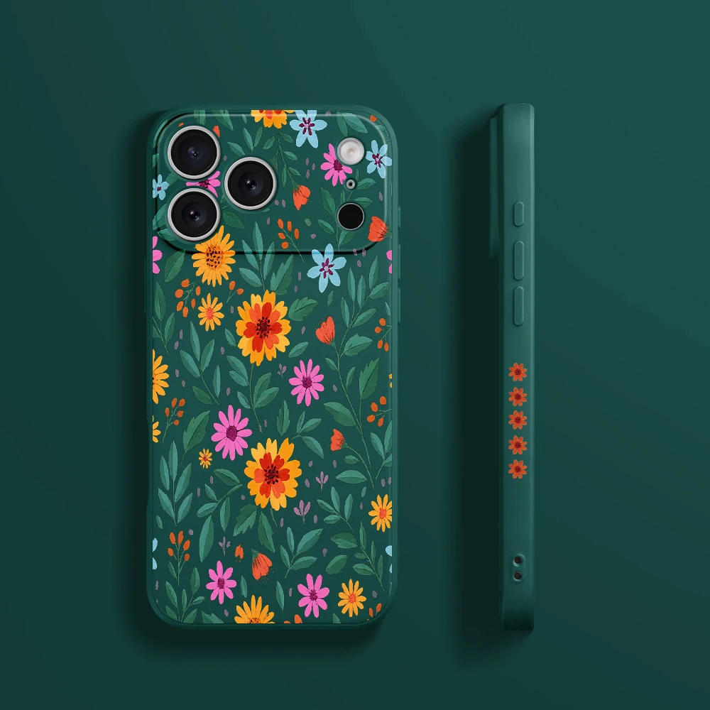 غطاء من البولي يوريثان بنمط الأزهار الطازجة لهاتف iPhone17 ProMax 17 Air 16 15 14 13 12 11 Pro Max XS Max7 8 Plus 16e 16 Plus