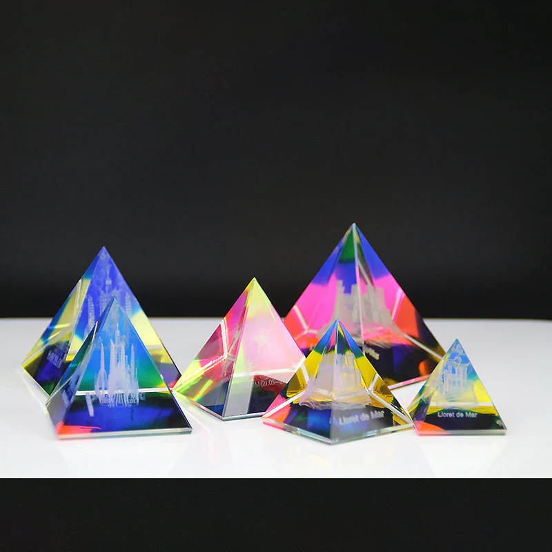 Colorful Pyramid Small Decoration Crystal Tower Meditation Crystal Crafts Feng Shui Energy Gift