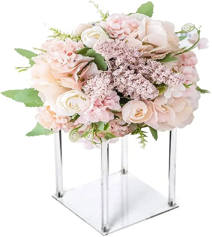 

Elegant Tall Wedding Flower Stand Acrylic Columns Clear Pillar Decorative Vases Wedding Centerpiece Event Party Flower Backdrop