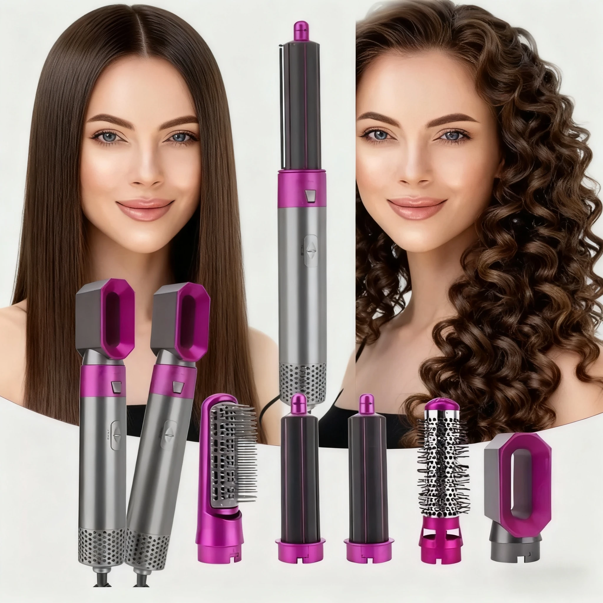 

Hot Air Brush 5 in 1 Hair Dryer Brush Negative Ionic Detachable Hair Dryer Styler Air Culer Wand Hair Straightener Brush Blow