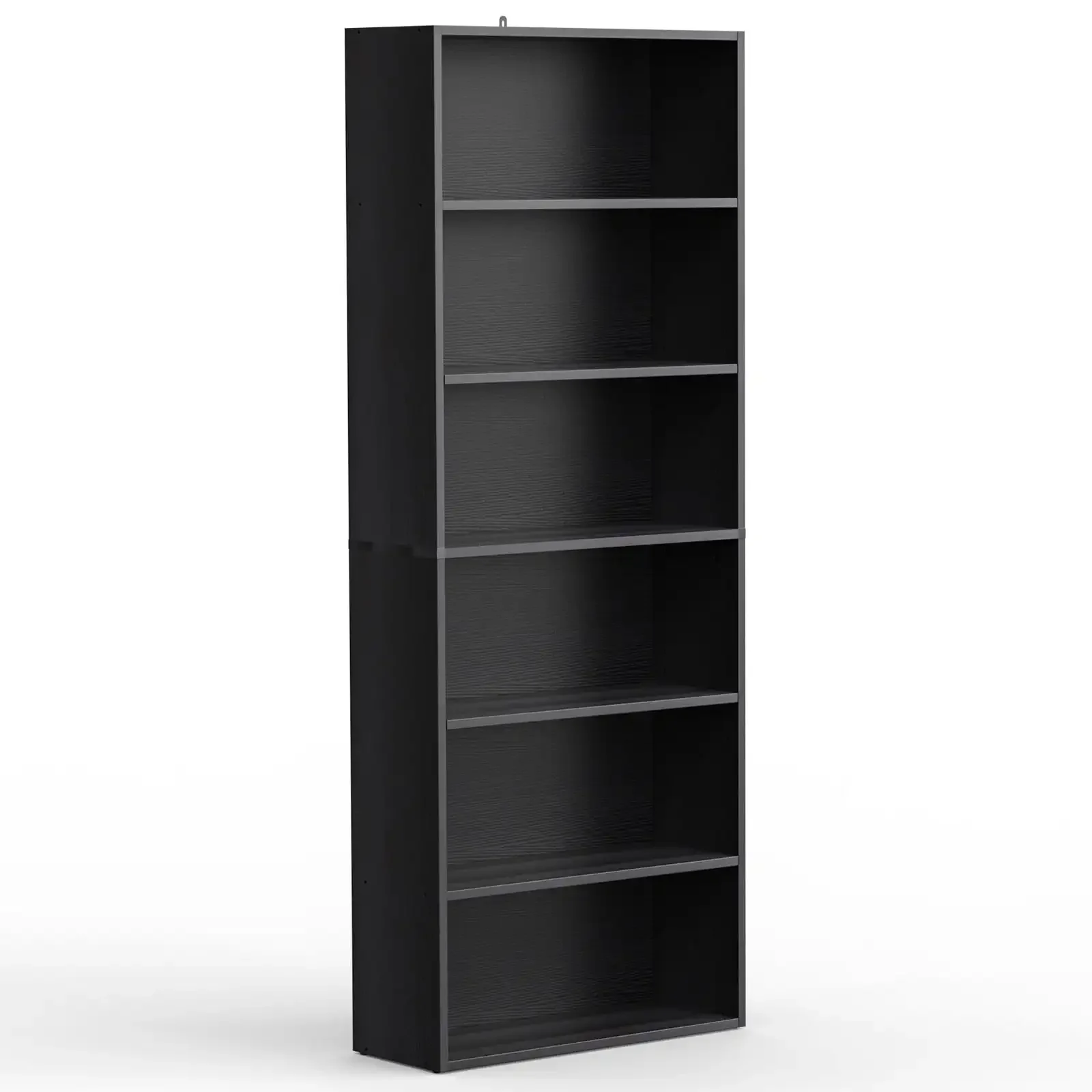 

Six-tier floor-standing bookshelf for home office storage in black finish