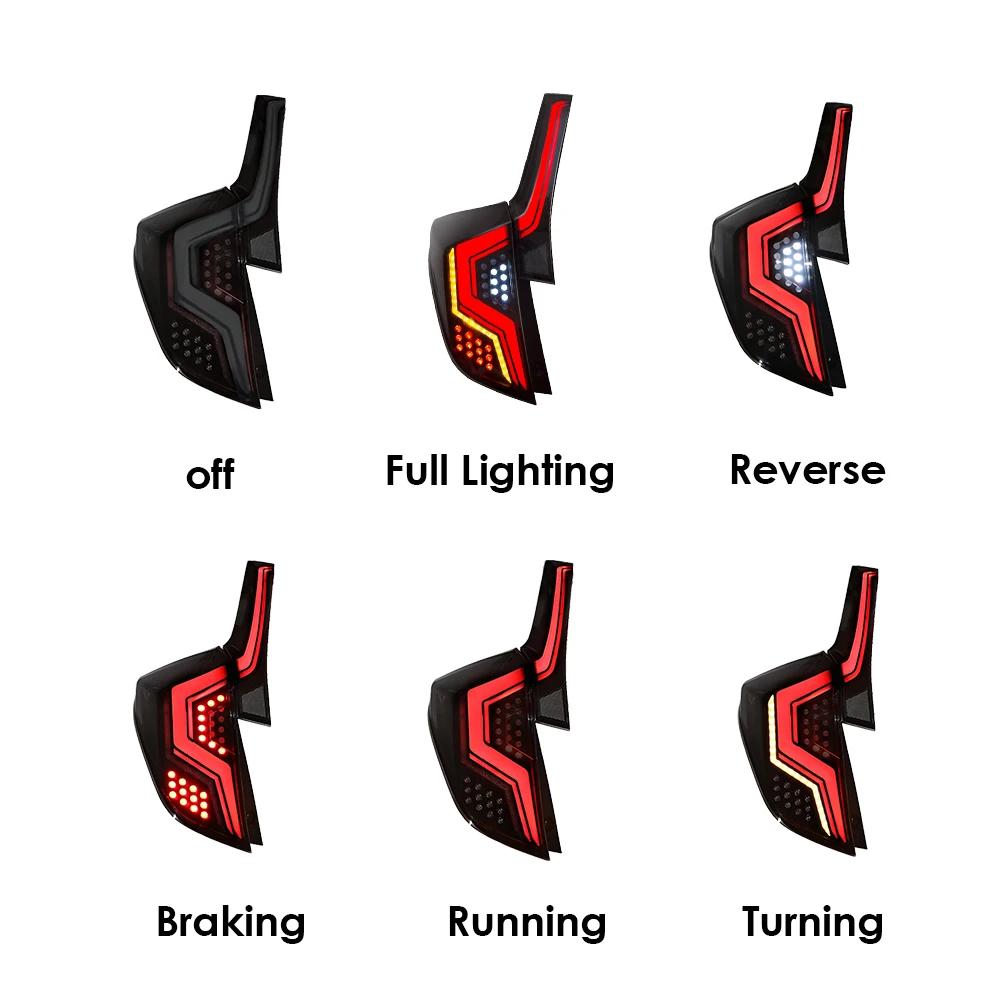 Pair Of Car Tail Light Assembly For Honda JAZZ FIT 2014-2018 LED Flowing Water Flicker Plug and Play Tail Lamps Brake Taillights