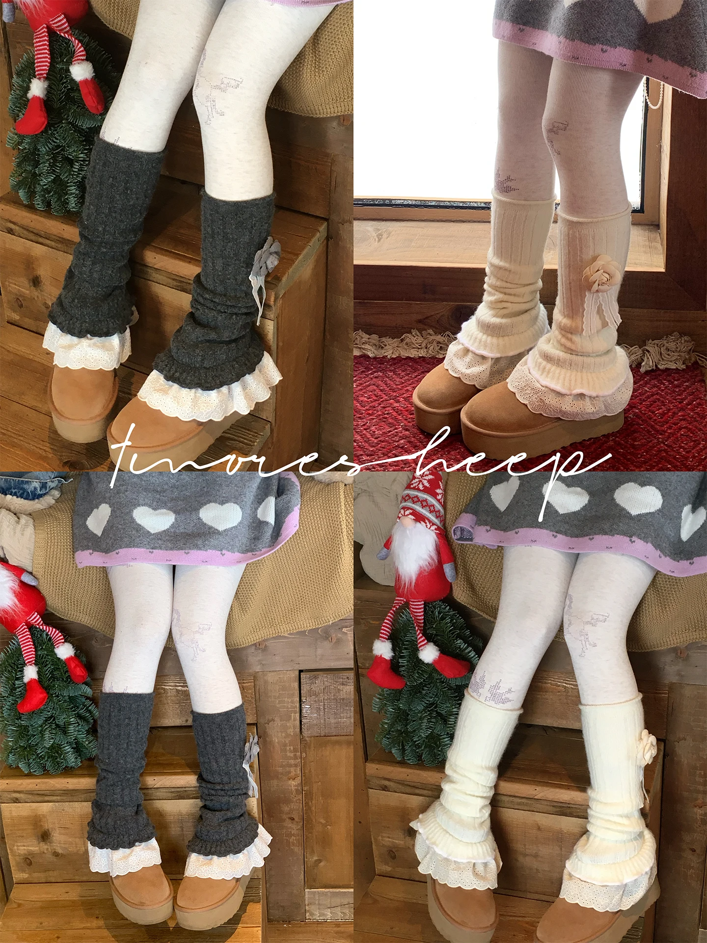 冬用ウールレースレギンス3dフラワーヘムスカートアンサンブル、moreeepによるスカート着用者向け必須のレッグカバー