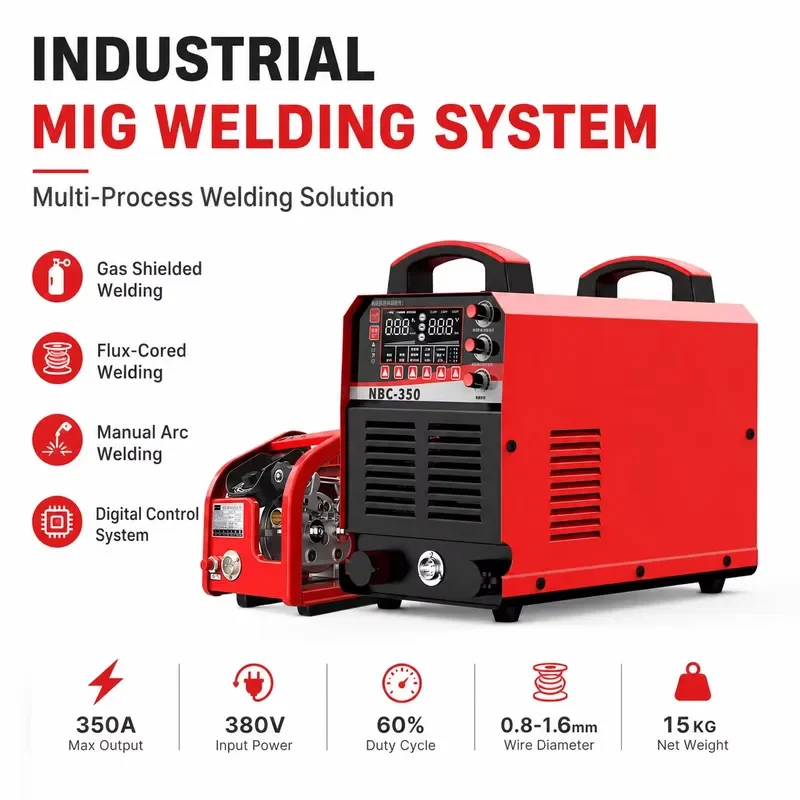 NBC-350 Heavy MIG Welder 350A 380V Double Module IGBT Inverter for Shipbuilding Structural Steel Welding