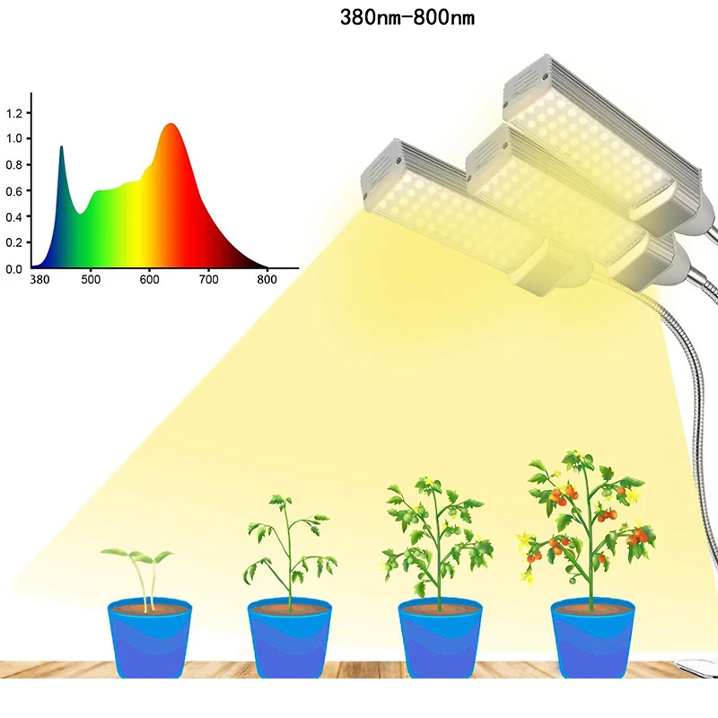 3 Heads 3H / 9H / 12H Timer Plant Growth Light LED Light Full Spectrum