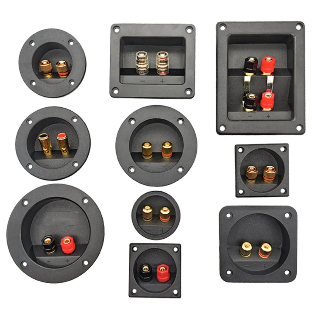 MW Audio 2PCS Speaker Terminal Box, 2/4 Way Pure Copper Binding Post Spring Clip
