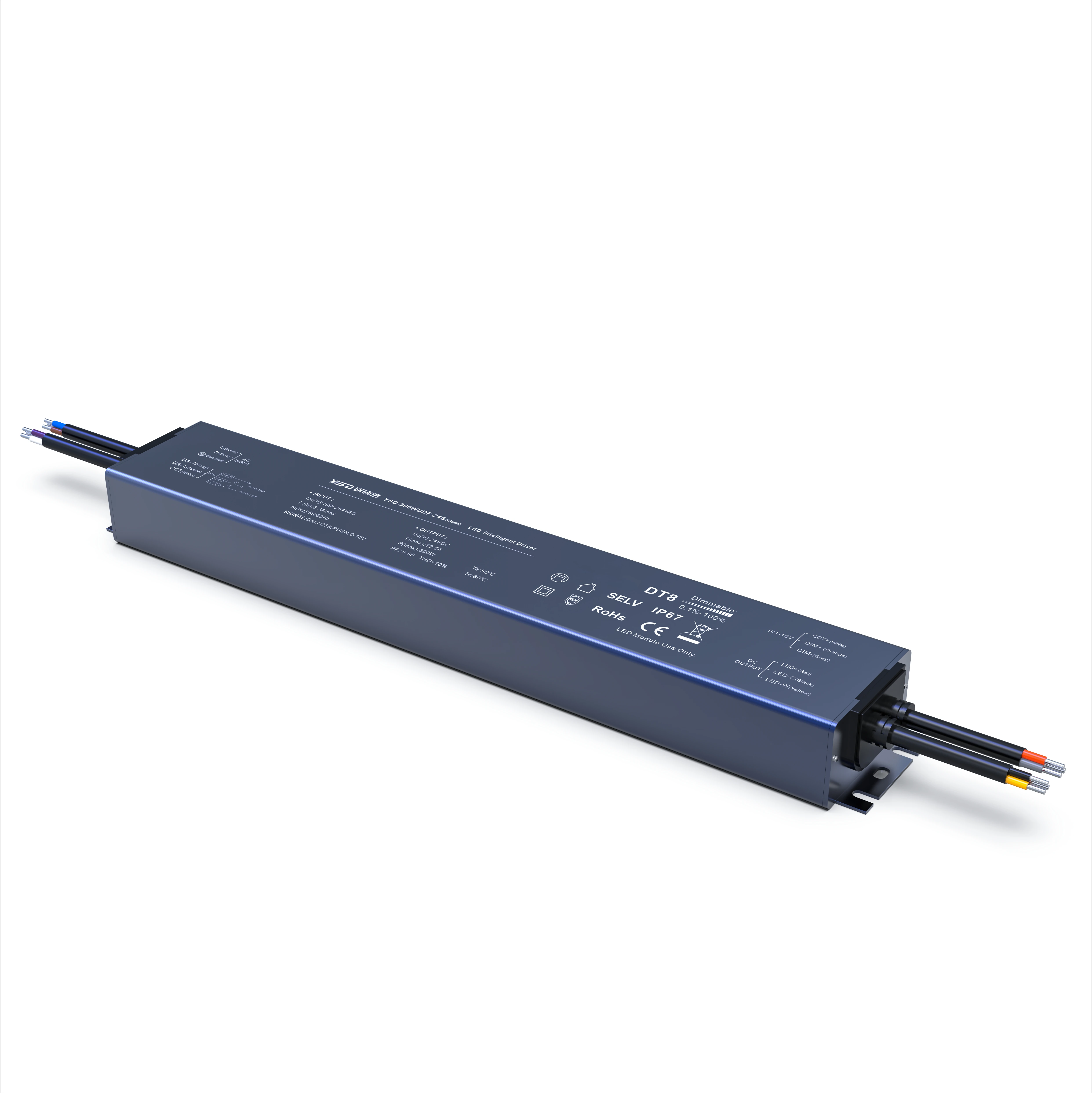 Alimentation LED 3 en 1 DALI-2 Dali Dt8 PUSH 0-10V 300W, gradation intelligente DALI sans scintillement, driver LED