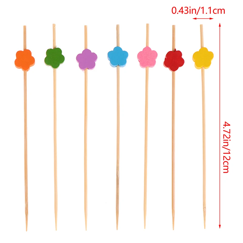 لوازم ديكور للطاولات للحفلات 50/100 قطعة أسياخ الخيزران اللطيفة البرقوق الغذاء كوكتيل يختار بوفيه الفاكهة كب كيك شوكة العصي #3