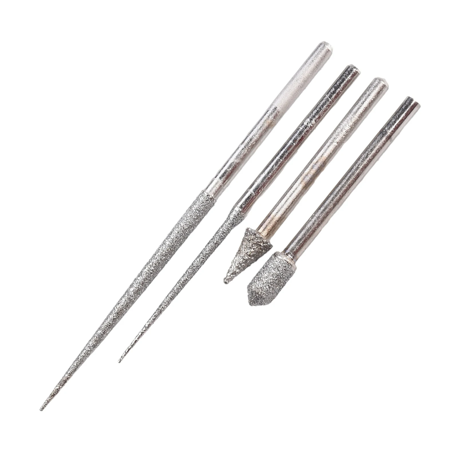 4Pcs 3MM Shank Grinding Rods Mini Drill DiamondGrinding Head Burr Needle Engraving Carving Polishing Glass Jade Stone Drill Bit