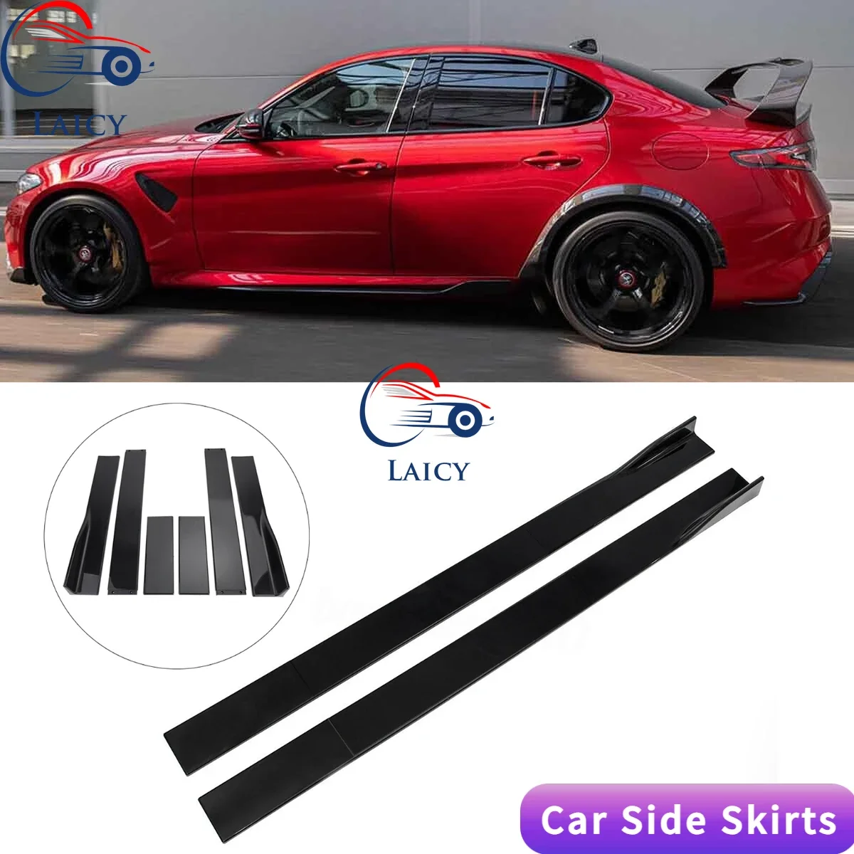 

LAICY For Alfa Romeo Giulia 2017-2022 78.7" Side Skirt Splitter Spoiler Lip Rocker Panel Extensions Body Kit Car Bumpers Black