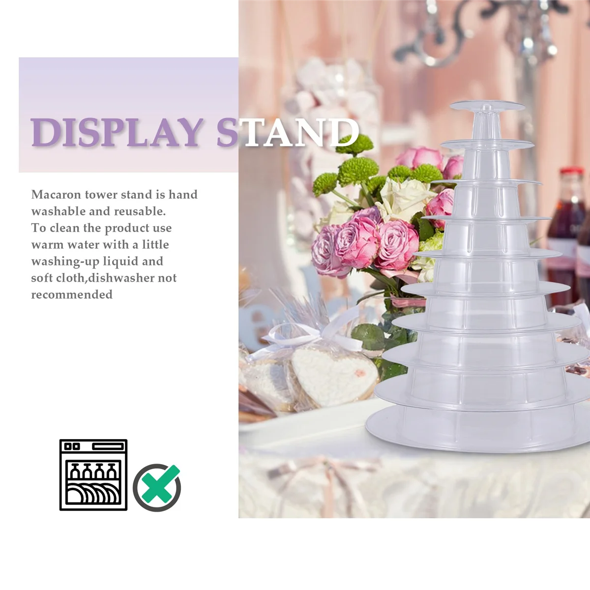 10 Tier Cupcake Holder Stand Round Macaron Tower Stand Clear Cake Display Rack for Wedding Birthday