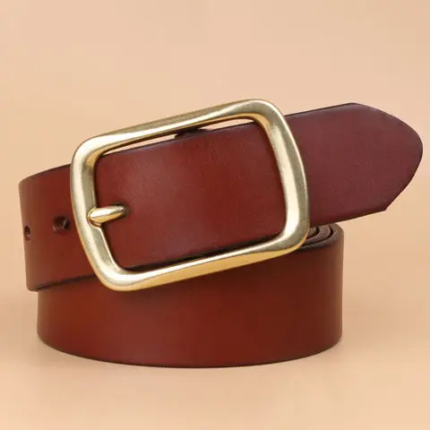 

Men's genuine leather belt, copper buckle, pure top layer, cowhide needle buckle,versatile,middle-aged and fashionable commuting