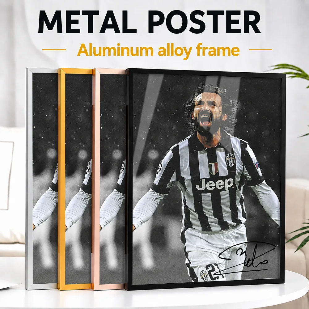 Andrea Pirlo Framed Metal Poster Personalized Photo Inspirational Hero Style Wall Art For Sports Bar Thoughtful Supporter Gift