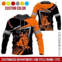 Custom Name Electrician Lineman Worker Tattoo Tracksuit Retro 3DPrint Streetwear Pullover Harajuku Casual Funny Jacket Hoodies G