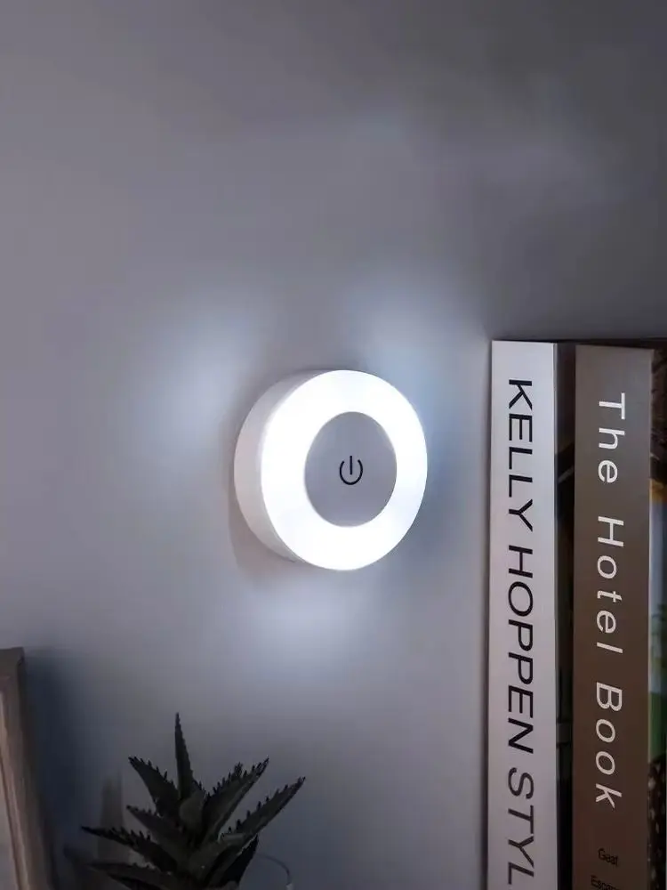 HOMEFISH LED Touch Sensor Night Light USB Rechargeable Magnetic Round Wall Lamp Portable for Bedroom Aisle Lighting view 6