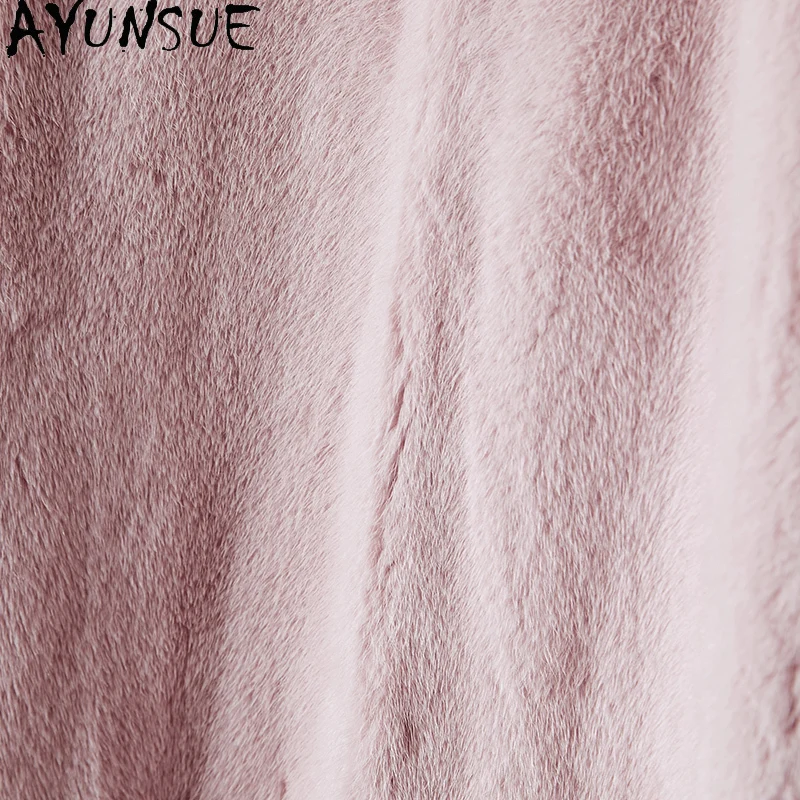 AYUNSUE 2025 جديد الشتاء سترة فرو المنك الطبيعي امرأة فضفاضة أنيقة سترة من الفرو الحقيقي للمرأة الملابس كله المنك شوبانا Жenca