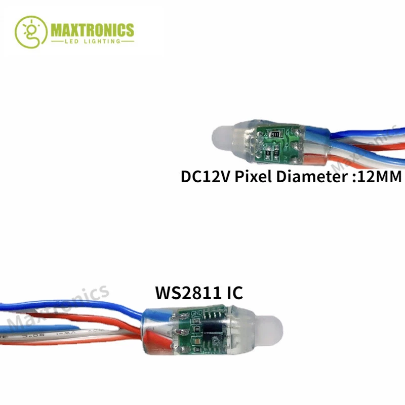 500-1000 sztuk 12mm WS2811 IC pełny kolor piksel moduł lampy LED DC 12V wejście IP68 wodoodporna oświetlenie pikselowe LED cyfrowa RGB lub zestaw