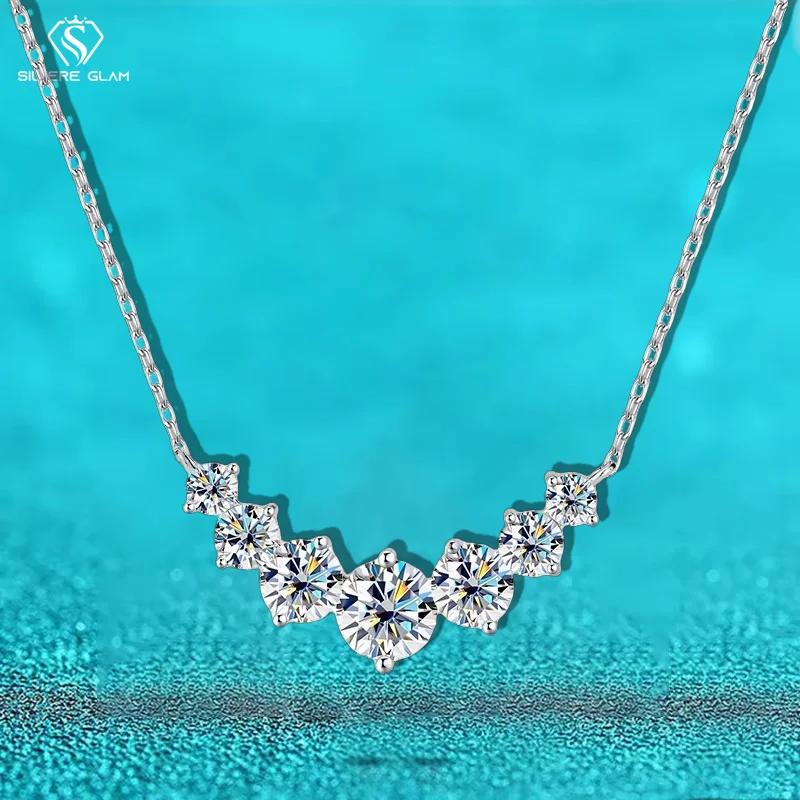 

TY муассанитовое ожерелье для женщин, свадебные изысканные украшения с сертификатами, ожерелье из белого золота 18 карат с серебряным покрытием из стерлингового серебра 925 пробы