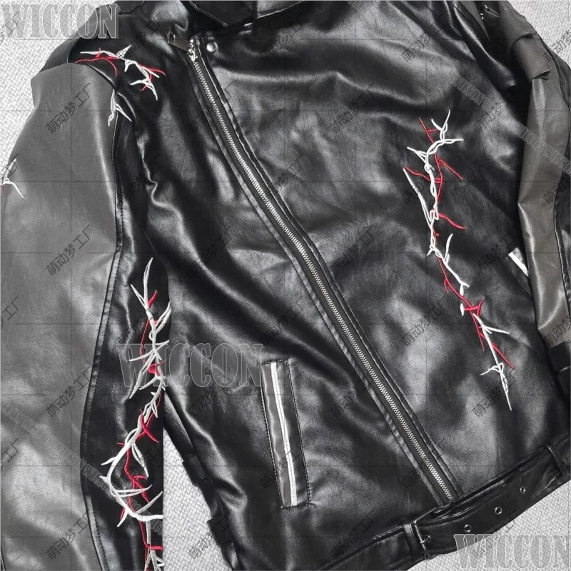 سترة سوداء من البولي يوريثان لعبة سيلوس دراجون الحب والفضاء معطف تنكري قميص أسود ملابس رجالية شعر مستعار فضي للهالوين نافيداد كرنفال #6