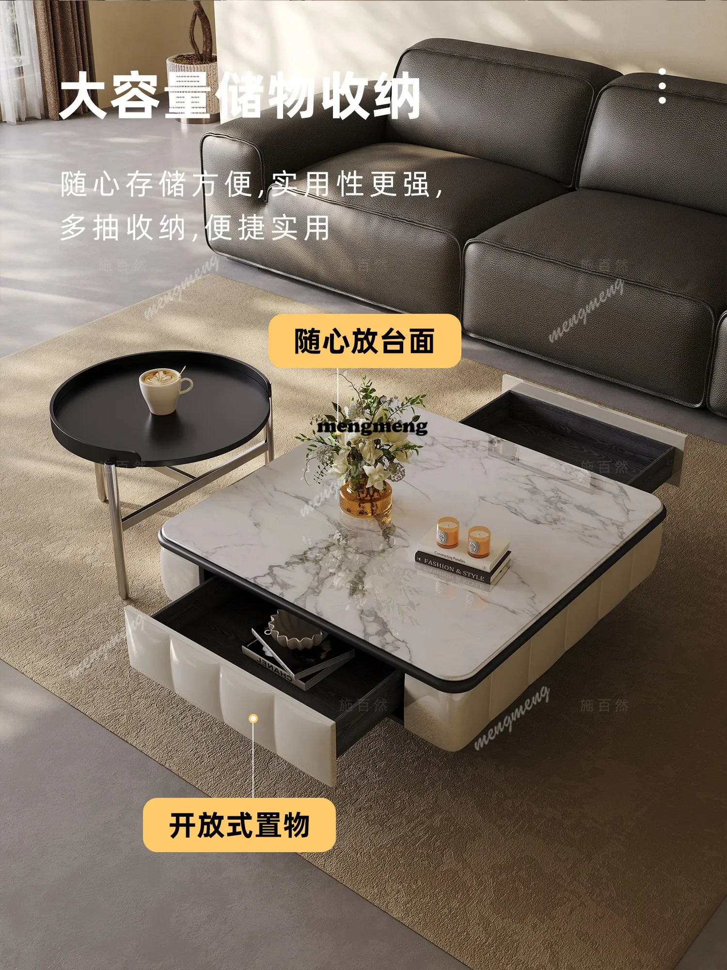 Best seller Living room high-end natural luxury stone coffee table side few wabi sabi wind advanced sense small home