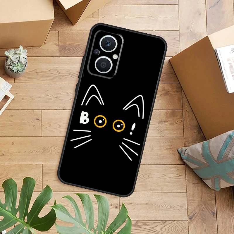 حافظة فنية مضحكة لطيفة على شكل قطة لهاتف OPPO Reno 13F 14F 12F 10 11 12 13 14 Pro 7 8 Lite OPPO Find X6 X5 X8 X9 Pro