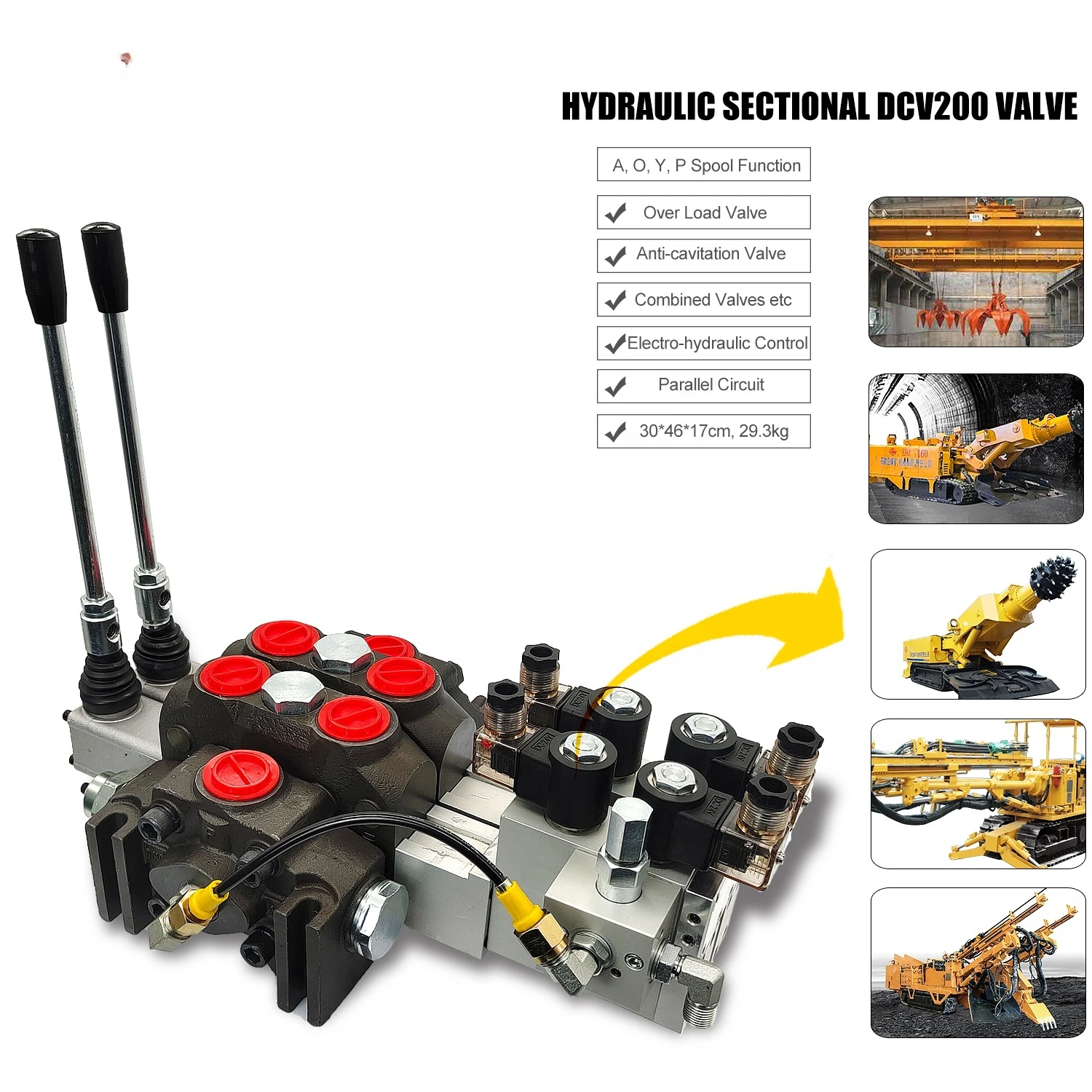 200LPM Remote Control Pneumatic Dcv200 Hydraulic Tractor Microswitch Control Valve With Positioner