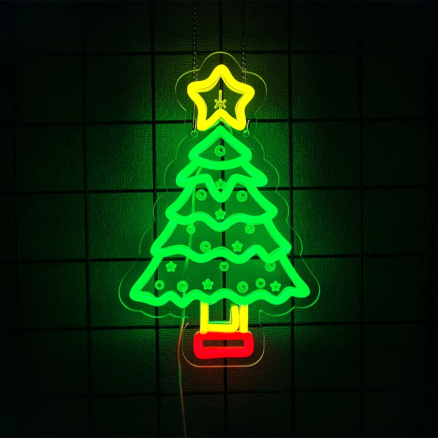 Christmas Tree Series Neon Signs, Aesthetic Line Icons, Used In Clubs, Homes, Shops, Christmas Parties Art Decor, Easy To Hang.