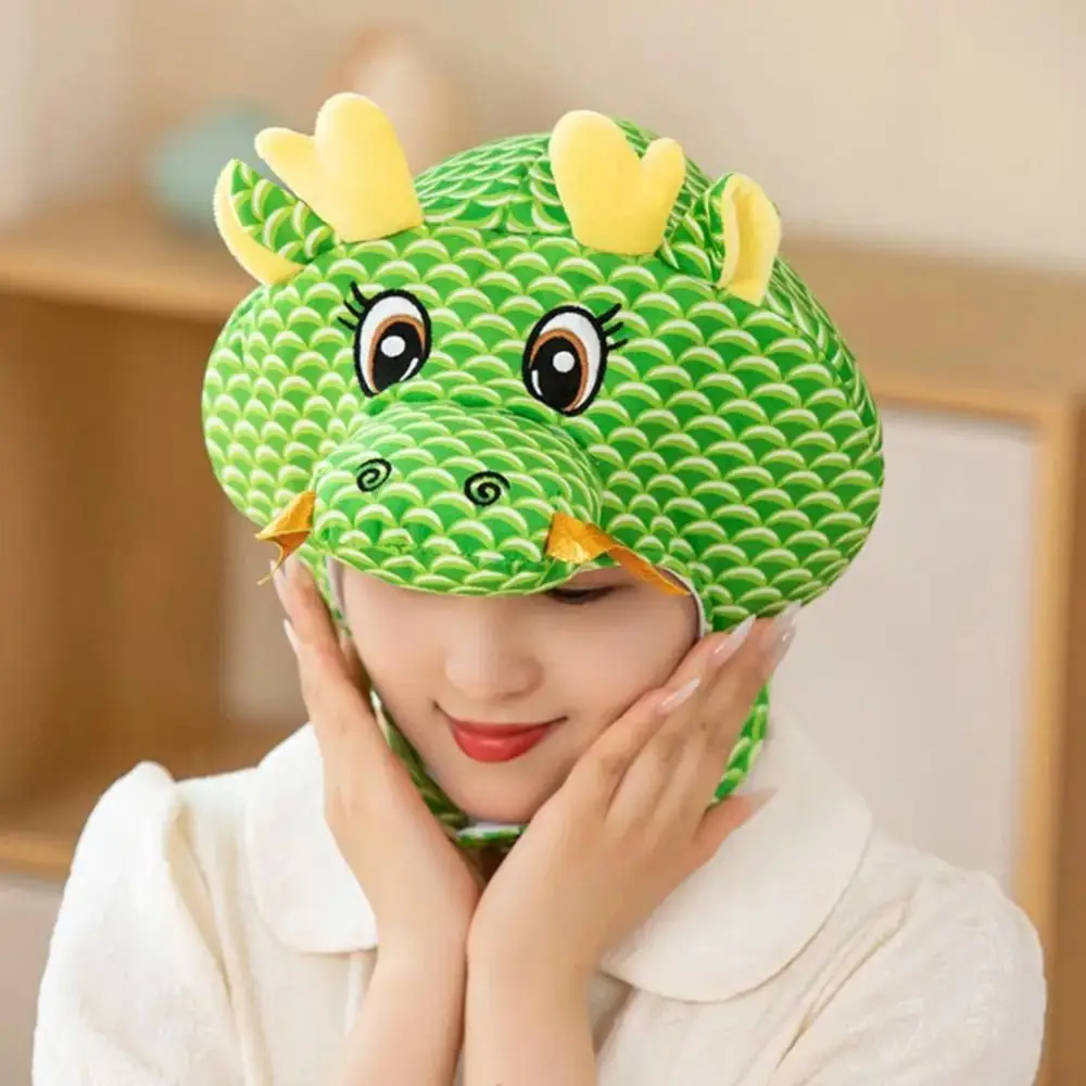 Cartoon Dragon Cartoon Dragon Headgear Mascot Dragon Cartoon Dragon Plush Hat 2024 Dragon Year 3D Fluffy Chinese Style Hat