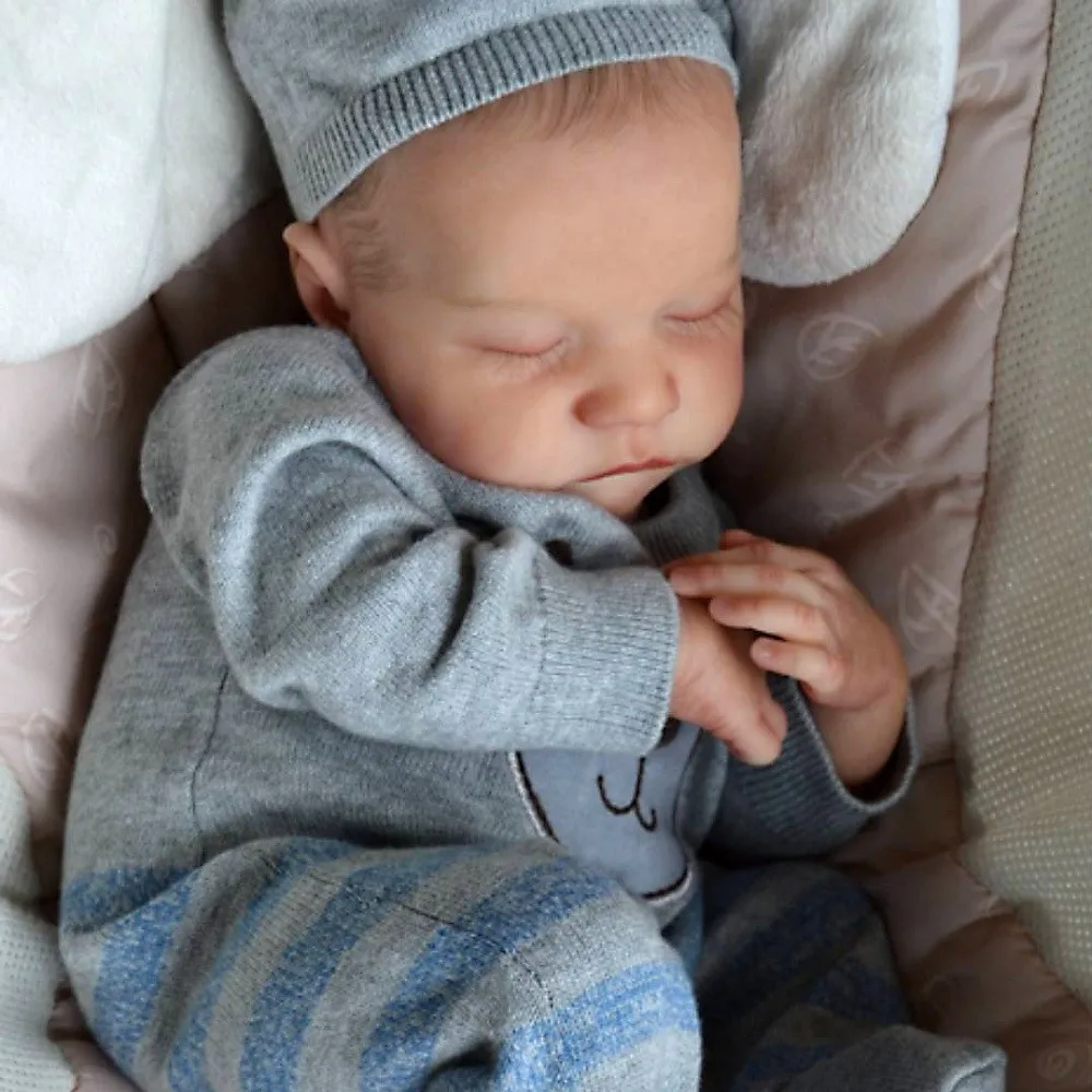 1 PC 16 Inch Levi Boy Reborn Baby Dolls Realistic Silicone Doll Hair-painted Hair Newborn Doll Toy with Outfits