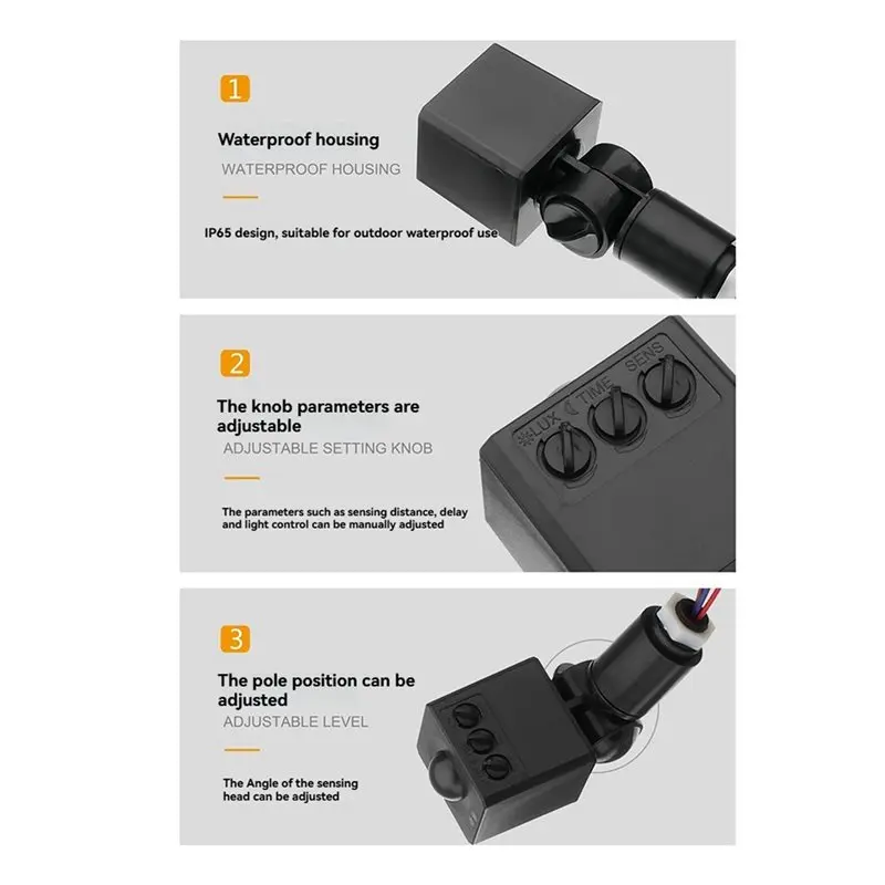 ABZW Human Outdoor Waterproof IP65 Microwave Radar Induction Switch Detector Human Vehicle Motion Sensor For Street Light Moveme