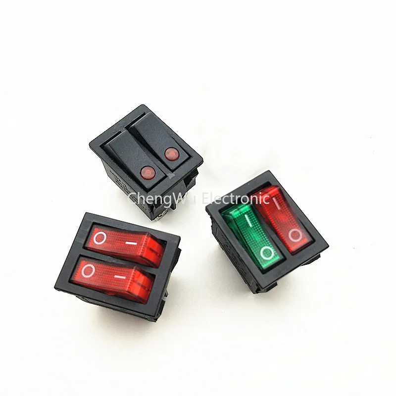 2pcs KCD6 4PIN 6PIN 16A 250V 20A 125V Double Light Rocker Switch Waterproof ON-OFF KCD6 Boat Power Switch