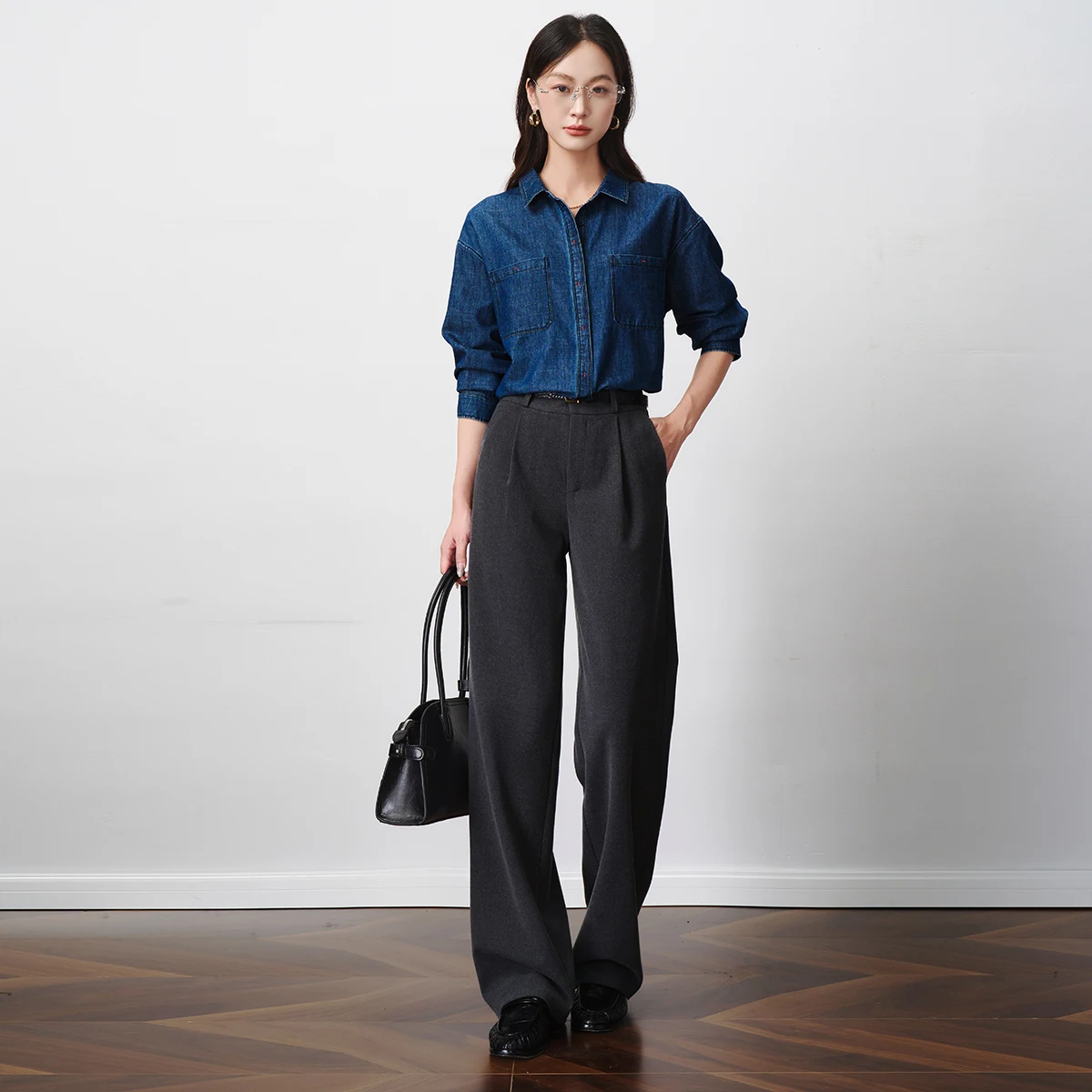OLrain Women's Straight Pants 2025 Autumn New in Casual High-waist Pant Simple Solid Commute Long Trousers Female O57QK001261