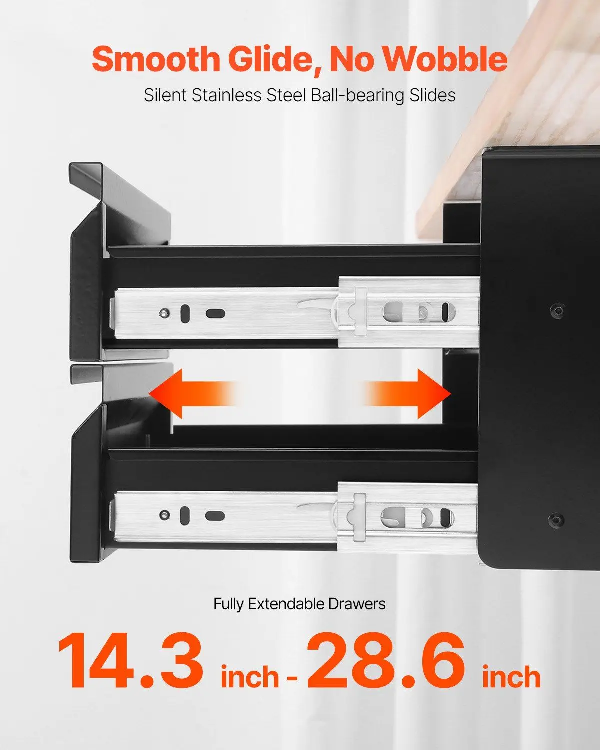 Low Profile 16in 2-Drawer Undermount Unit with Full Extension Tracks and Cable Management for Office Efficiency