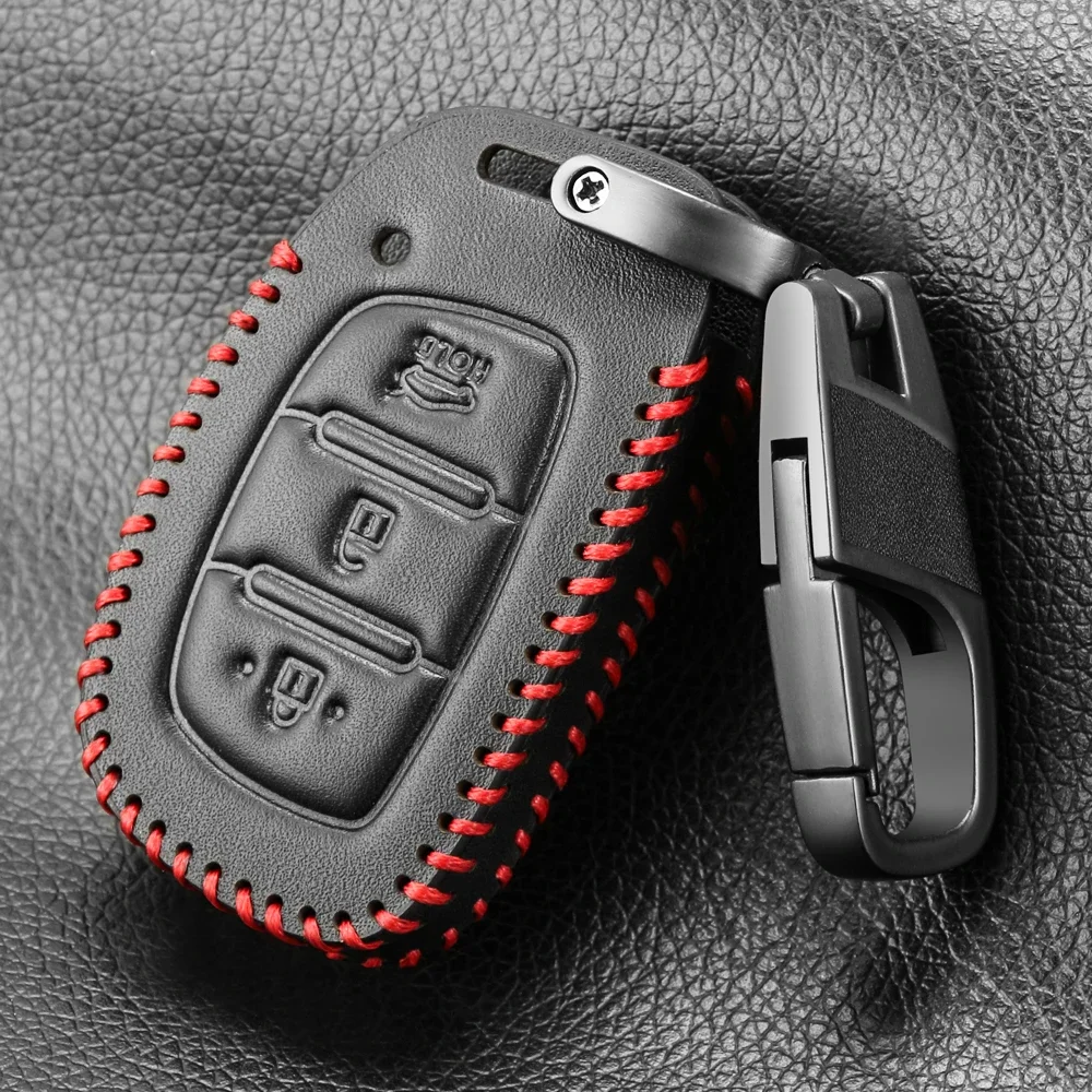 Leather Car Key Case Cover Holder For Hyundai Tucson Sonata Santa Fe Creta ix25 ix35 i10 i20 Verna Solaris Mistra Elantra Accent