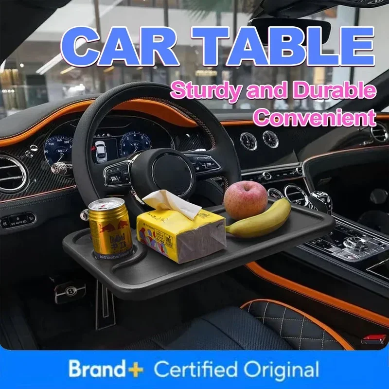 Car steering wheel desk tray: on-the-go work & eat solution
