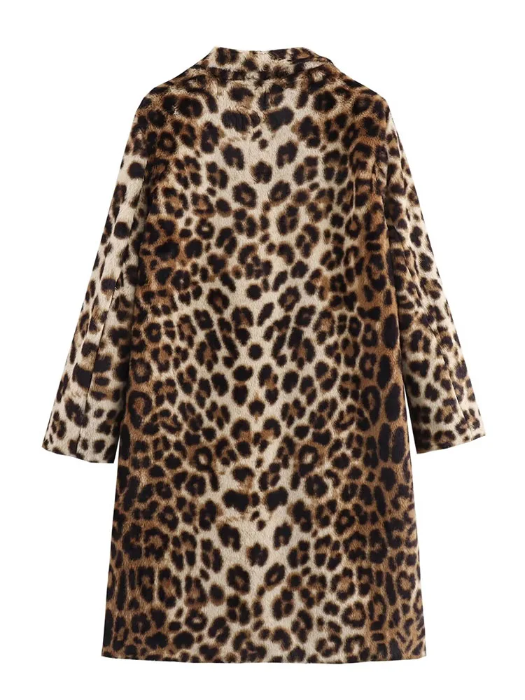 2024 new women\'s clothing European and American style fashion simple versatile loose leopard temperament long coat