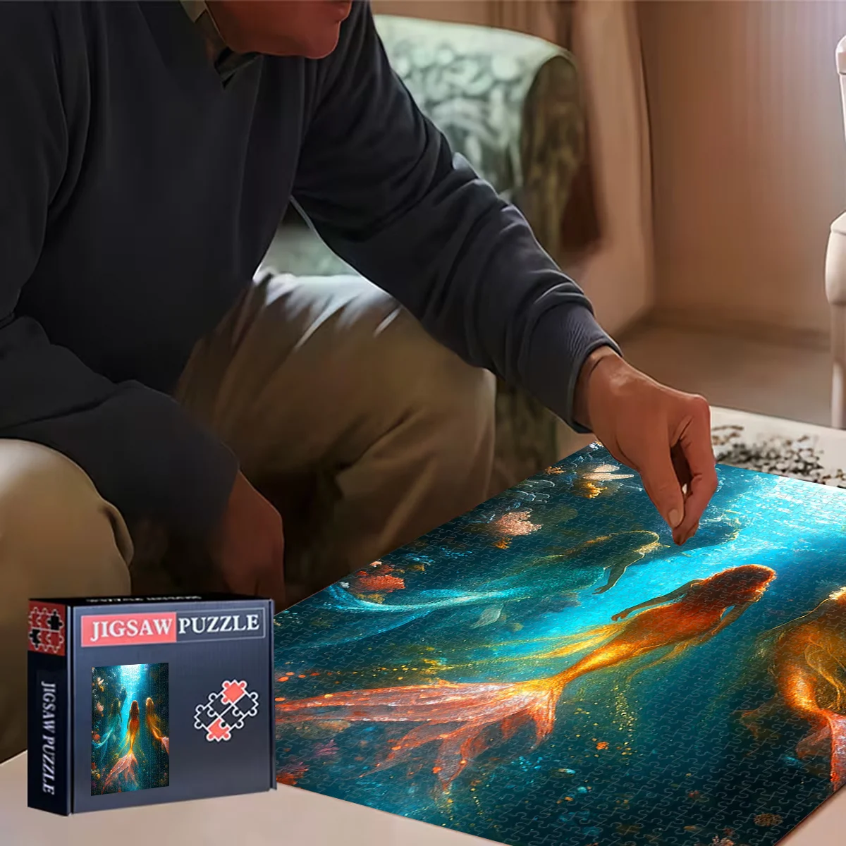 ตัวต่อจิ๊กซอว์ผจญภัยใต้น้ำนางเงือก 500/1000 ชิ้น |   กระดาษแข็งคุณภาพสูง พกพาสะดวก เหมาะสำหรับวันเกิด คริสต์มาส ปีใหม่