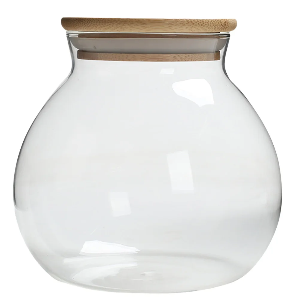 

1 pc High Borosilicate Glass Storage Jar Airtight Food Container For Tea Nuts Snacks Moisture Proof Insect Proof Bamboo Lid