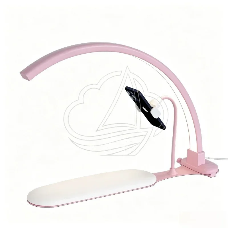 Half Moon LED Nail Desk Lamp with Hand Pillow Stand Lash Extension Eyebrow Salon Table Light