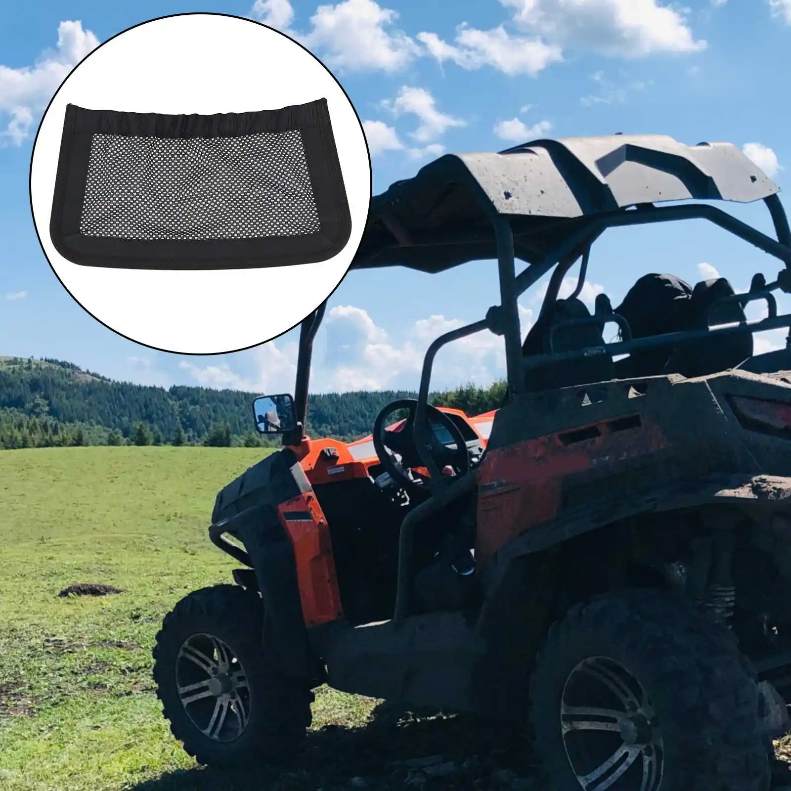 Black UTV Backrest Storage Dash Storage Cargo Network Cable Material Reliable Construction Wear-resistant Material