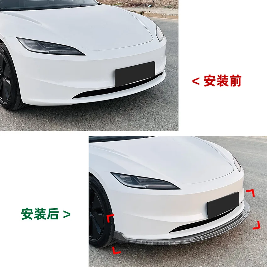 For Model 3 Updated Version 2024+ Front Bumper Lip Body Kit Spoiler Splitter Bumper Canard Lip Splitter Accessories