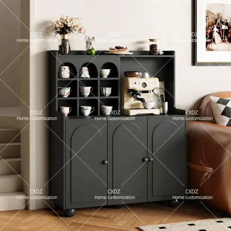 Solid Wood Dining Side Cabinet Small Apartment Coffee Machine Storage High Wall Mounted Living Room Super Narrow Tea Cabinet