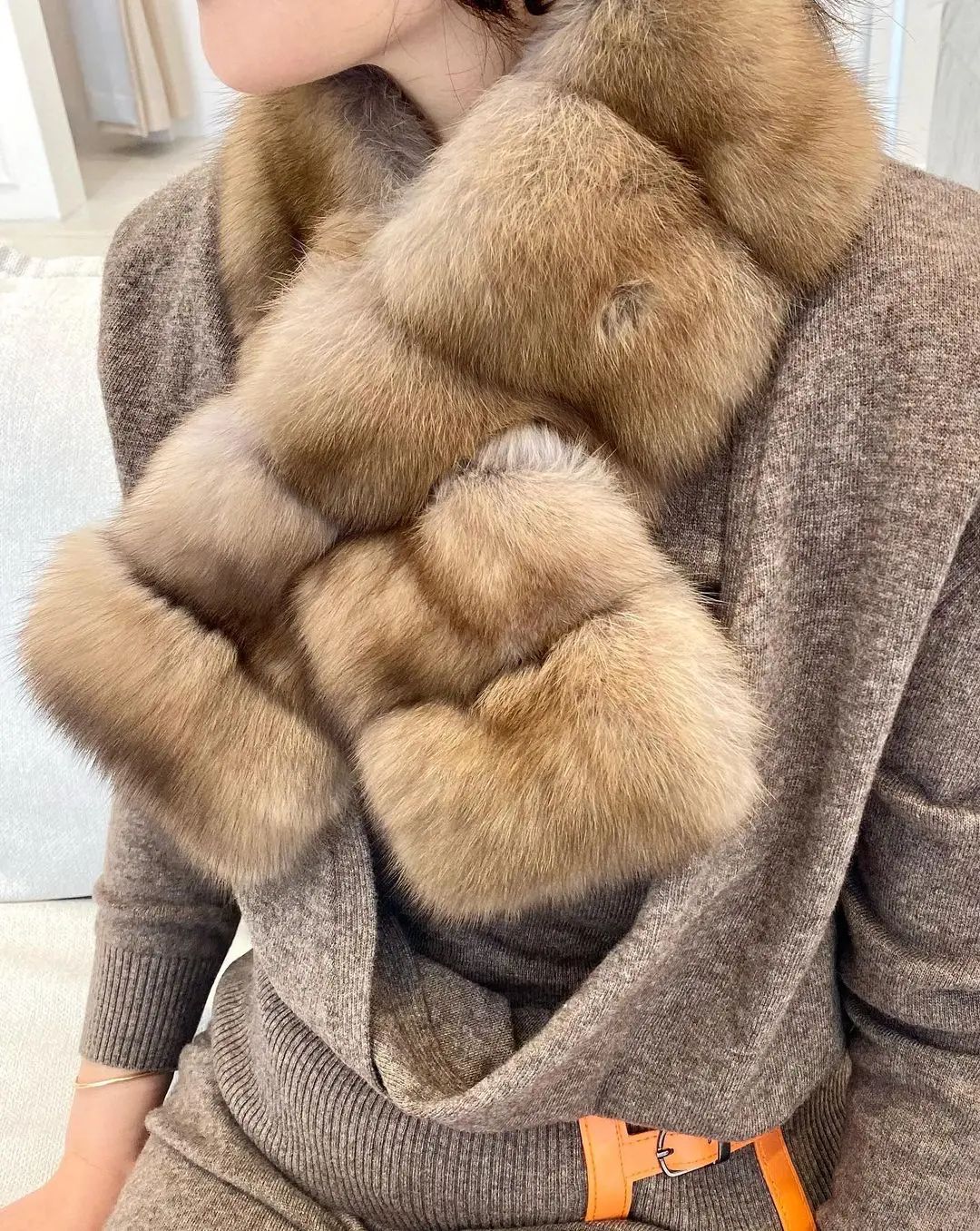 Luxury New Style 100% Real Sable Fur Scarf Women Winter Mink Fluffy Collar Korean Soft Neck Warmer