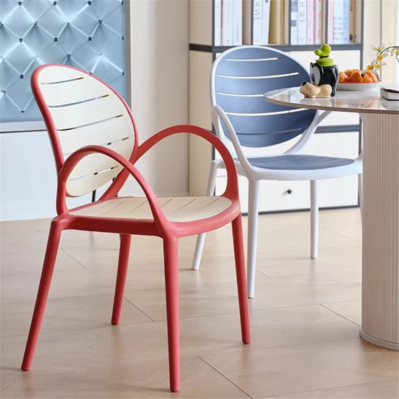 Simple Plastic Chair Stackable Household Dining Chairs Restaurant Balcony Back Chair Fashion Armchair Leisure Outdoor Stool