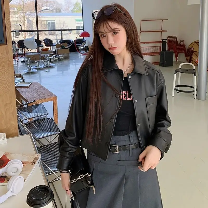 

Woman Coats Jackets Womens Clothes Short Crop Length Fashion Style Outerwear Button Front Pocket Pure Simple Basic Long Sleeve