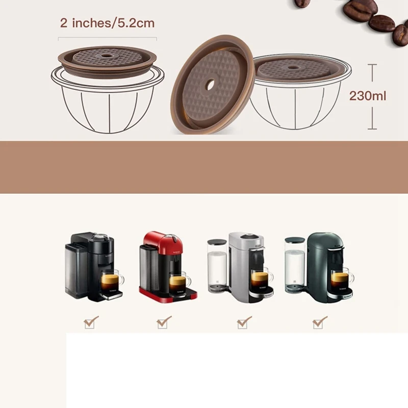 Coperchi per Capsule di caffè da 4 pezzi, tappi in Silicone per uso alimentare per cialde Nespresso Vertuo, coperchio per cialde Vertuo per Nespresso ricaricabile durevole
