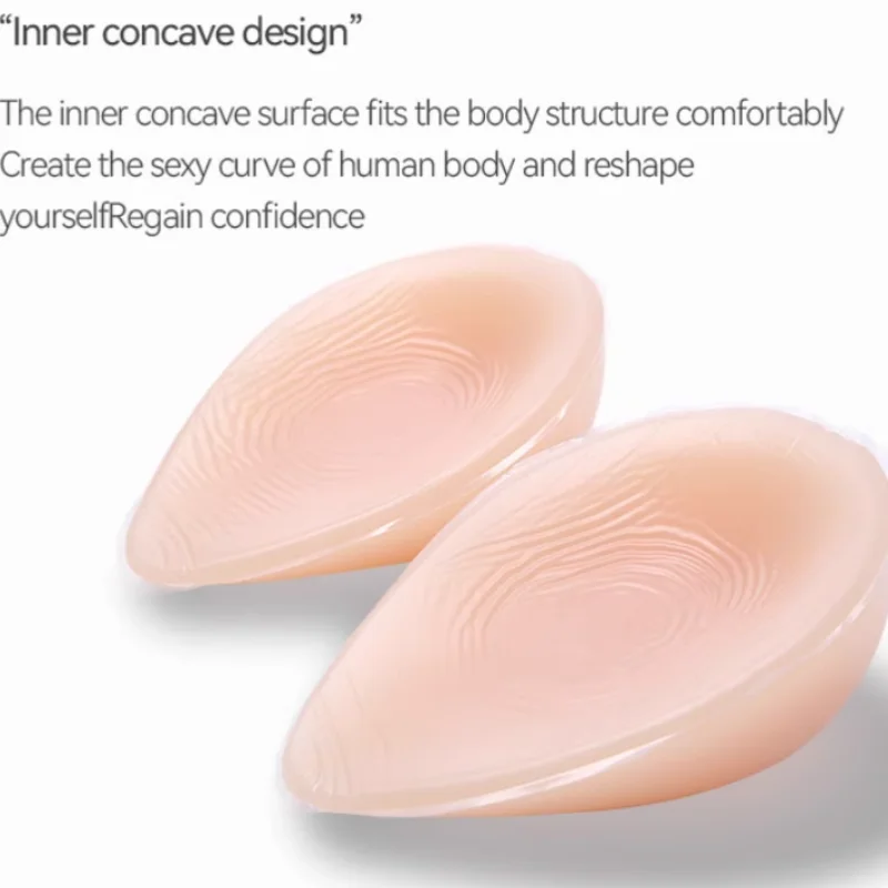 A Pair Nipple Less Artificial Breast Silicone Sexy Teardrop-shaped Artificial Breast From Female Slightly Concave Fake Breast