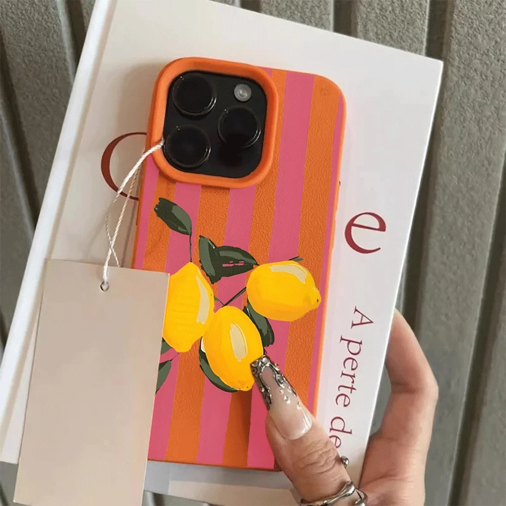 Koreanische Sommer-Zitronen-Ästhetik Handyhülle für iPhone 17 16 15 14 13 12 11 Pro Max Plus X XR Silikon Matt Weiche Schutzhülle – Detail 7